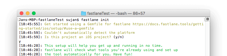 `fastlane init`