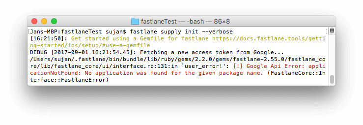 `fastlane supply init` to test API